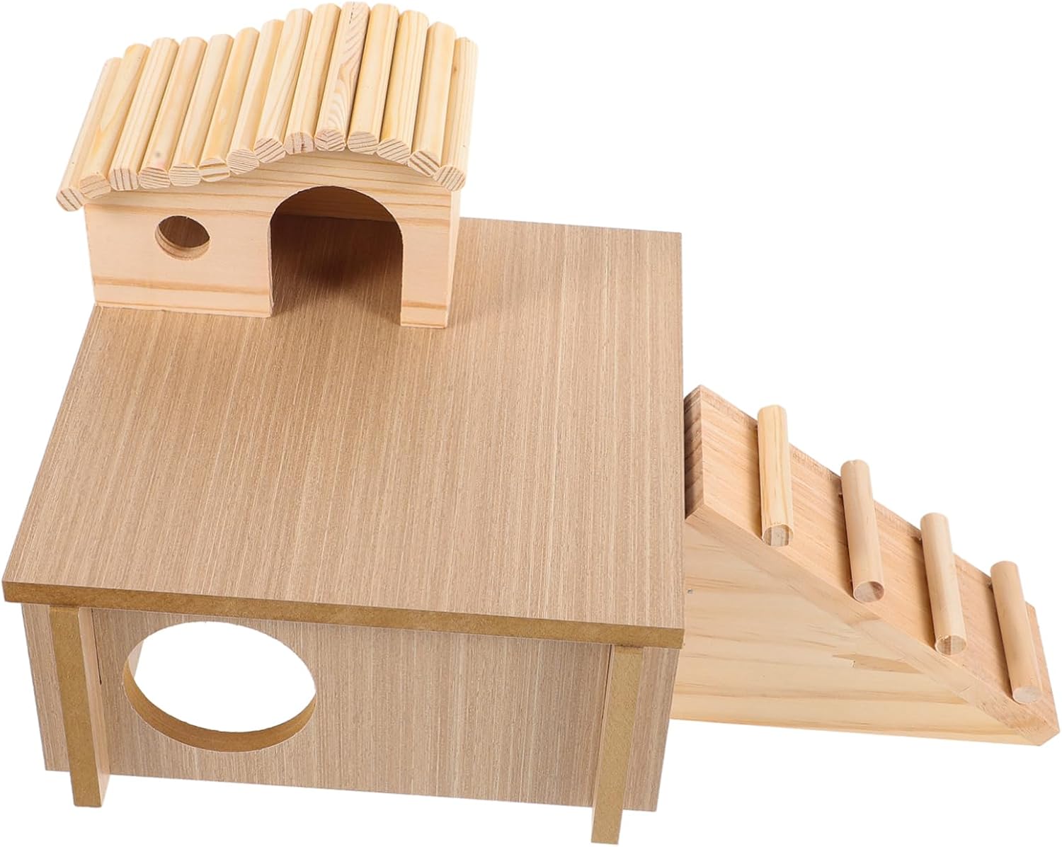 LIOOBO 1set Wooden Hamster House Climbing Ladder Cozy Hideout for Pets Natural Wood Design Promotes Play and Exercise for Hamsters and Animals