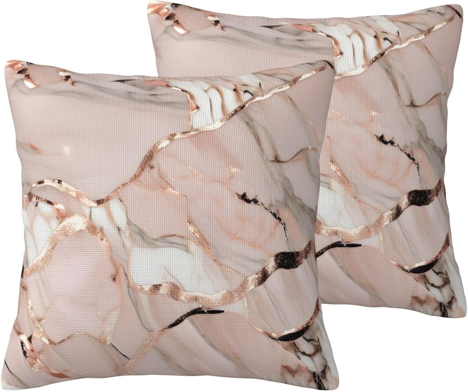 Rose Gold Marble Imitation Linen Pillowcase -2 Sets, Fashionable Home Decoration, Used for Sofas, Gardens, beds