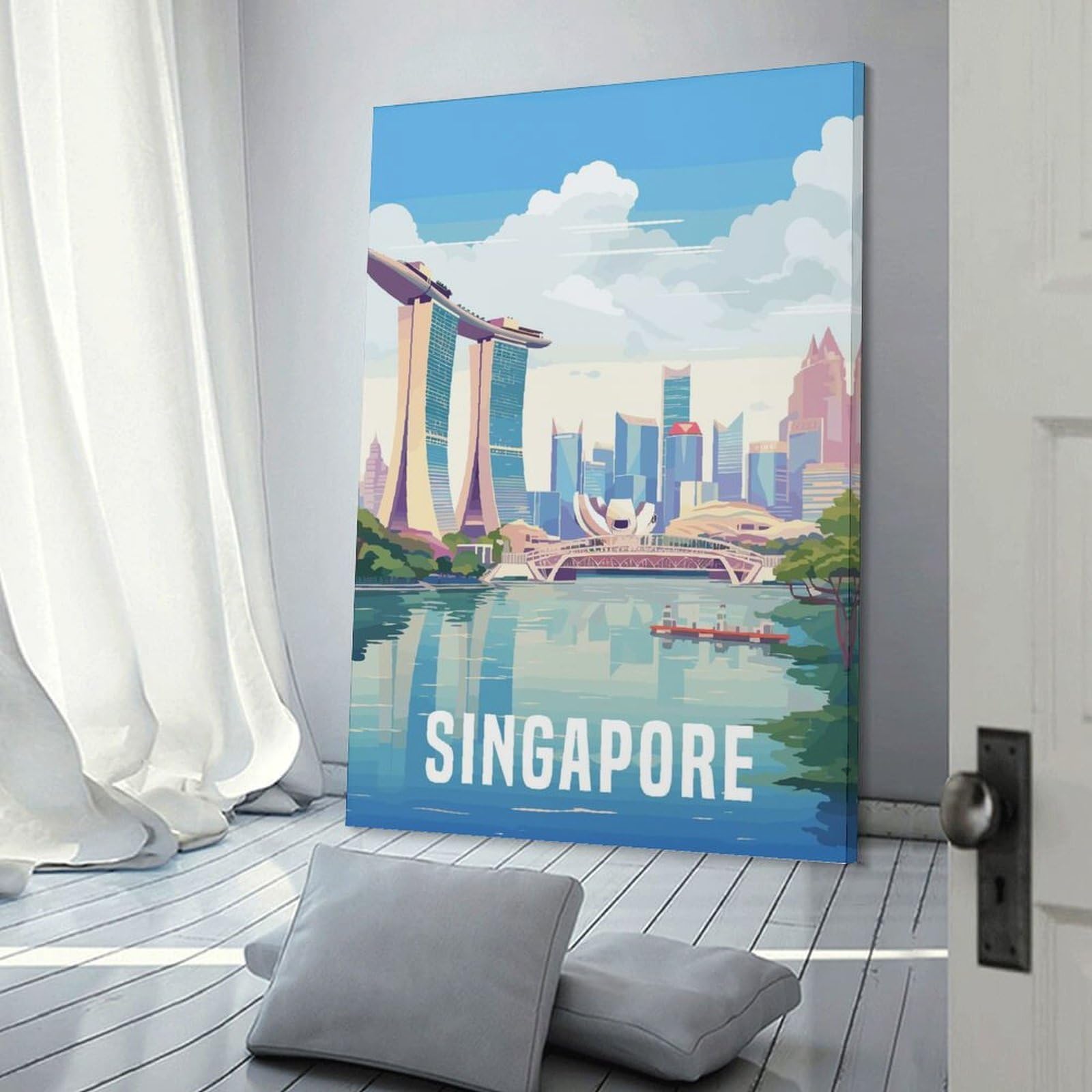 Junmoney Singapore Canvas Wall Picture, 20x30inch(50x75cm), for Picture Wall Styling in Lounge Or Bedroom, An Easy Match for Collected Prints