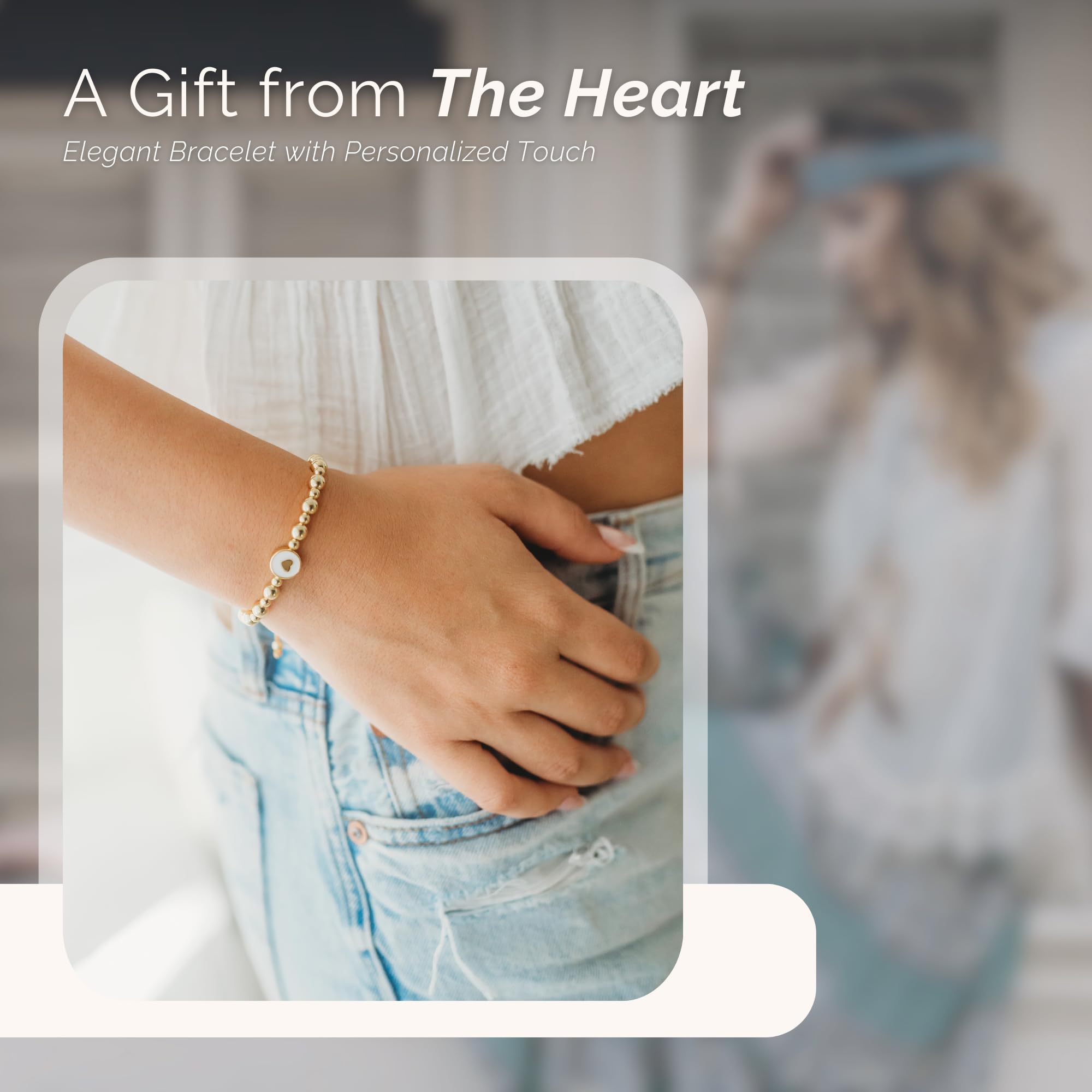 Inspirational Bracelets for Women – 18K Gold Plated – Motivational Gift Heart Pendant with Card