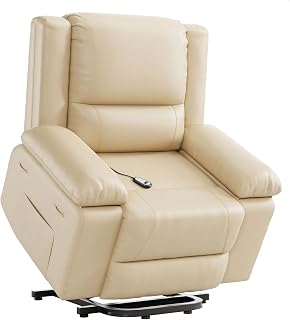 Garvee Electric Lift Recliner Chair - Heat and Massage, PU Leather Power Lift Recliner for Elderly & Mobility Impaired, Adjustable Back and Legs, Heavy Duty Lift Chair for Seniors
