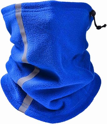 Winter Fleece Neck Warmer, Reflective Neck Gaiter Face Cover Hat Skiing Windproof Ski Neck Gaiter