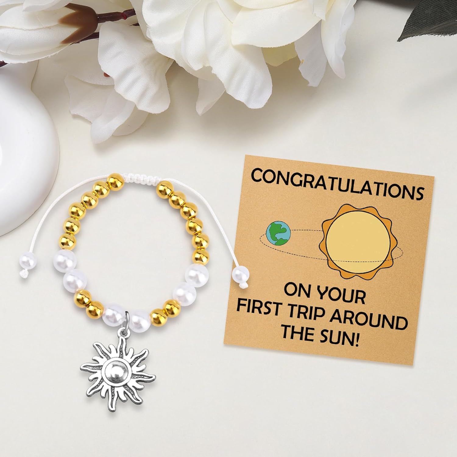 Mwphuy First Birthday Gifts for Women Bracelet 1 Year Old Birthday Gift for Her Daughter Granddaughter Niece Beaded Bracelets Gifts for Women Christmas Jewelry Gift - Image 5