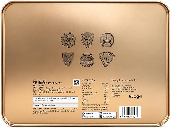 Marks and Spencer All Butter Scottish Shortbread Assortment 650g | Baked in Edinburgh Stag Design Tin in Premier Life Store Box