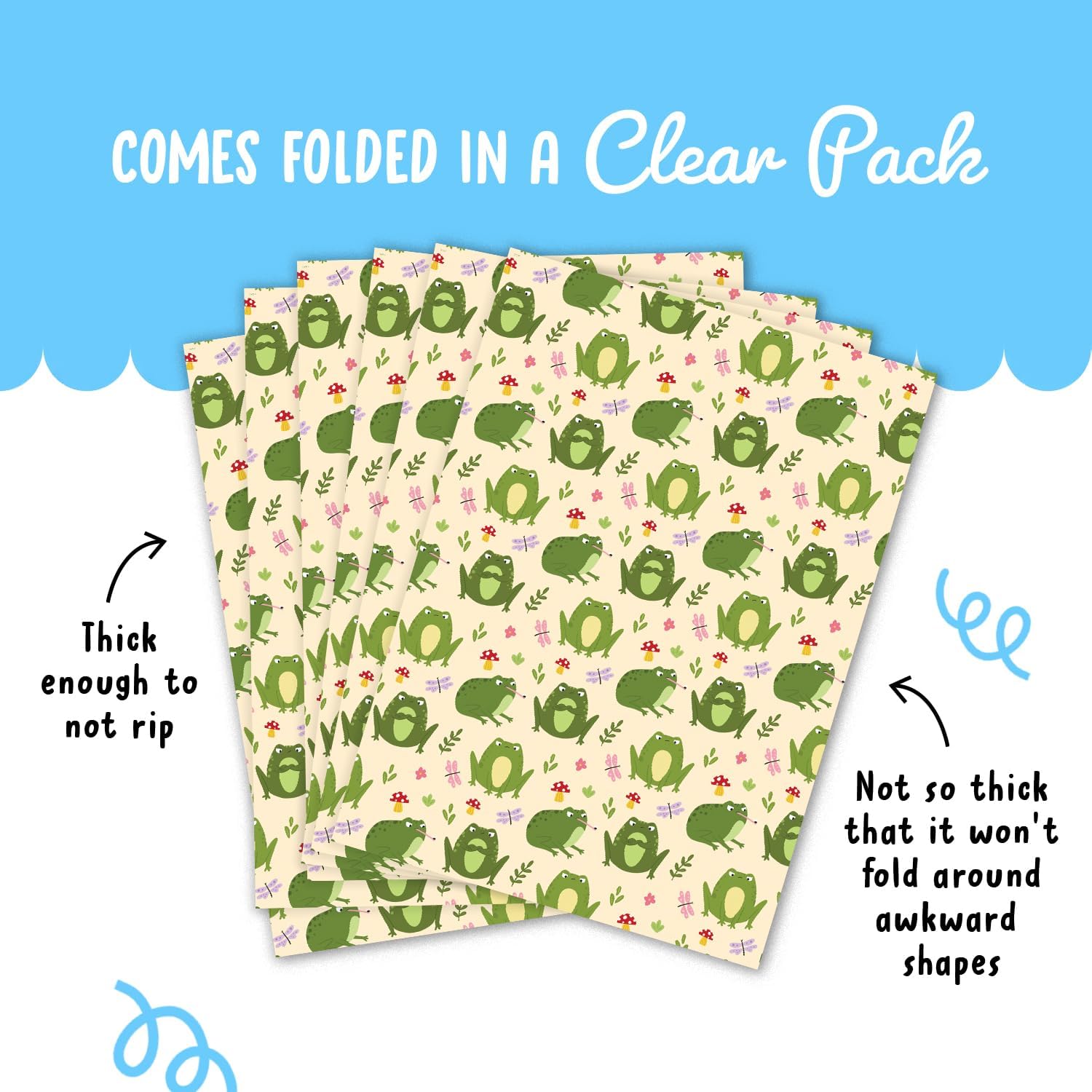 CENTRAL 23 Frog Wrapping Paper - 6 Sheets Of Trendy Gift Wrap - Grumpy Frogs - Mushroom Dragonfly Flower - Funny Wrapping Paper For Her - Comes With Stickers - Image 4
