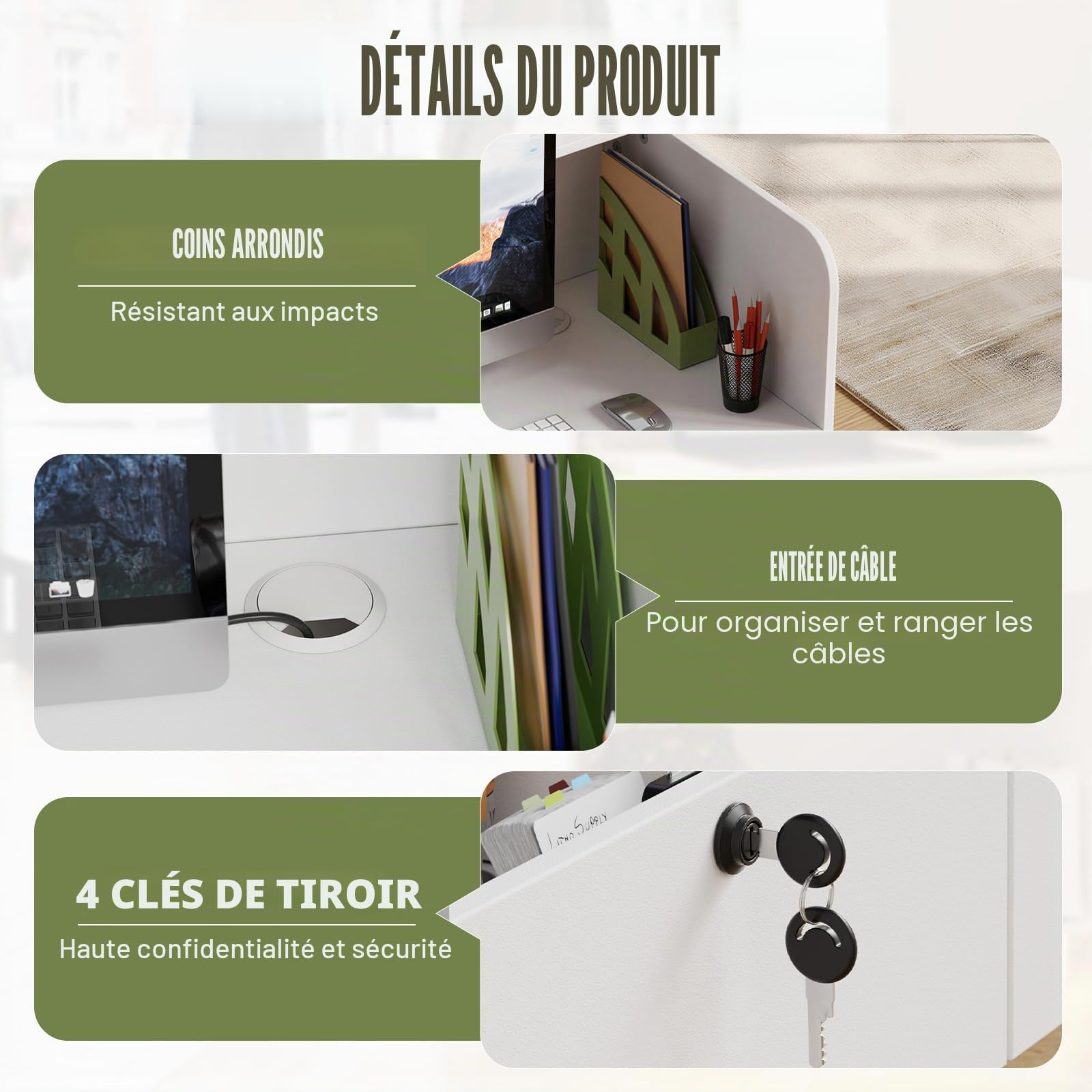 MSFE Comptoir Réception avec LED, Petit Comptoirs Caisse avec Tiroirs Verrouillables, Comptoir Accueil, Simple Moderne Mobilier de Bureau d'accueil pour la Maison, Le Bureau, Le Salon,103X80X45cm