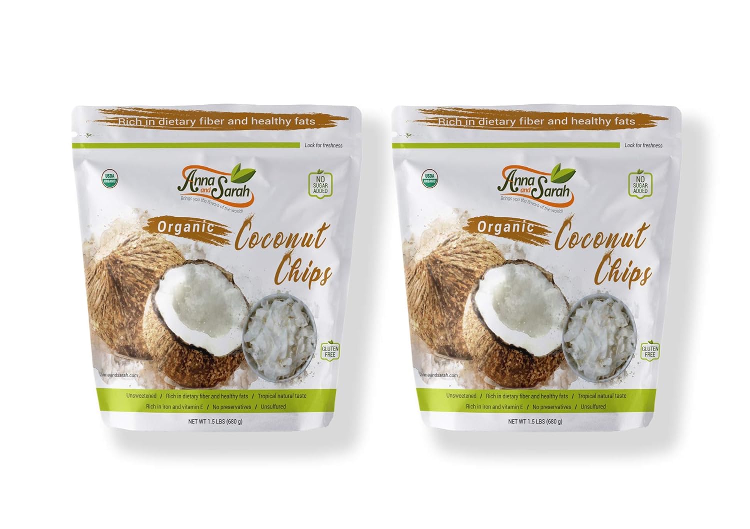 Anna and Sarah Organic Coconut Chips in Resealable Bag, 3 Lbs