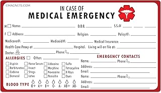 (2 Pack) Medical Emergency Magnet – Refrigerator Emergency Medical Info Magnet – Essential Health Contact List – Made in USA