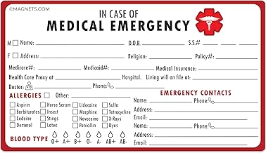 (2 Pack) Medical Emergency Magnet – Refrigerator Emergency Medical Info Magnet – Essential Health Contact List – Made in USA