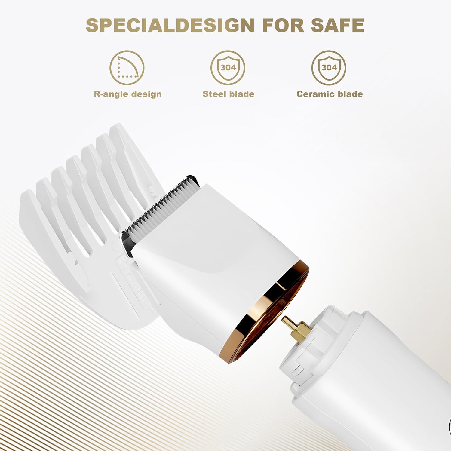 2-in-1 Electric Body Trimmer & Facial Hair Remover Set for Women, Waterproof Rechargeable Bikini Trimmer & Shaver, White/Rose Gold