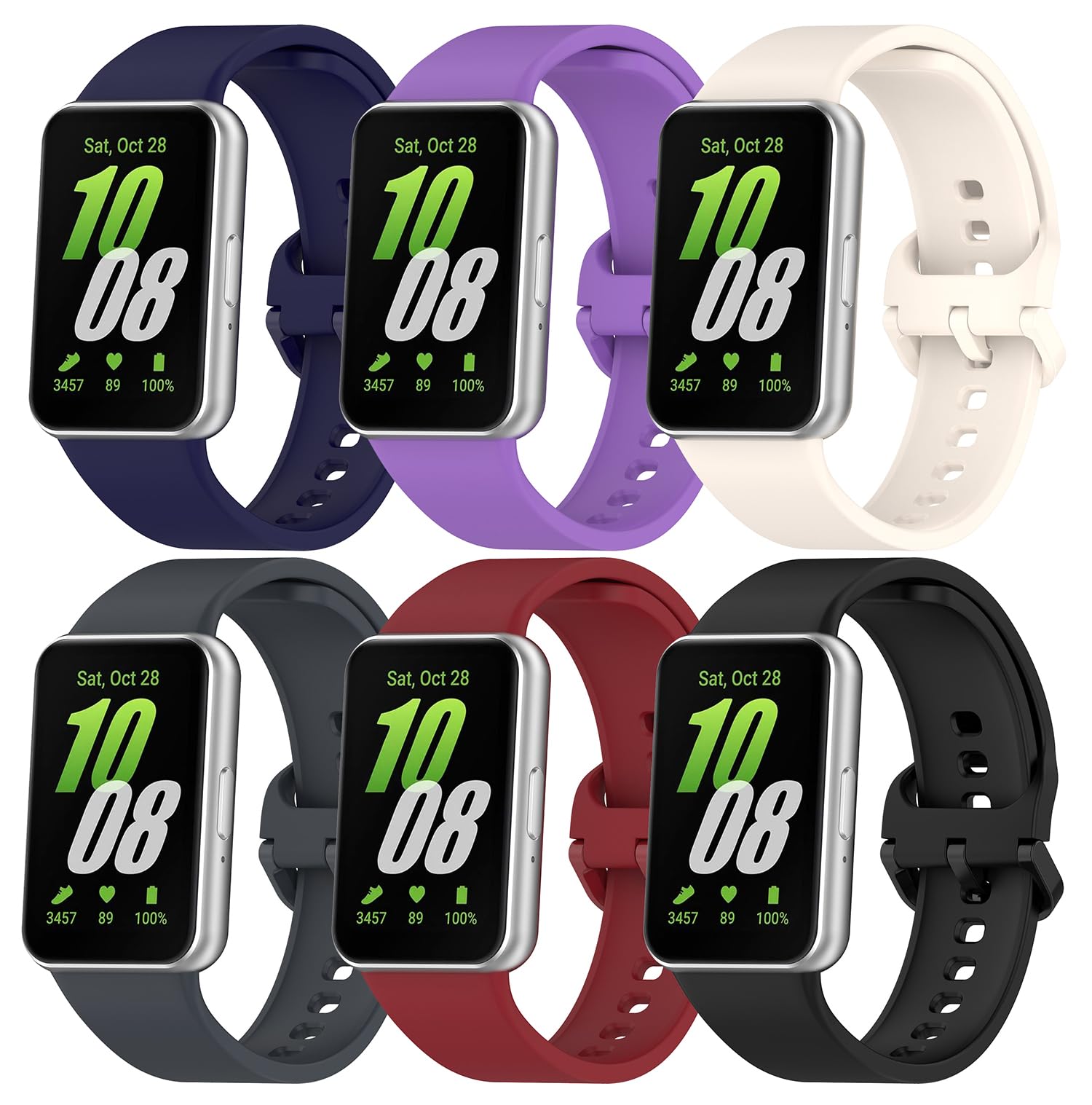 6Pack Bands Compatible with Samsung Galaxy Fit 3 (Not for Galaxy Fit/Galaxy Fit2) Smartwatch B and Strap Wristband intended for Samsung Galaxy Fit 3 Watch Band