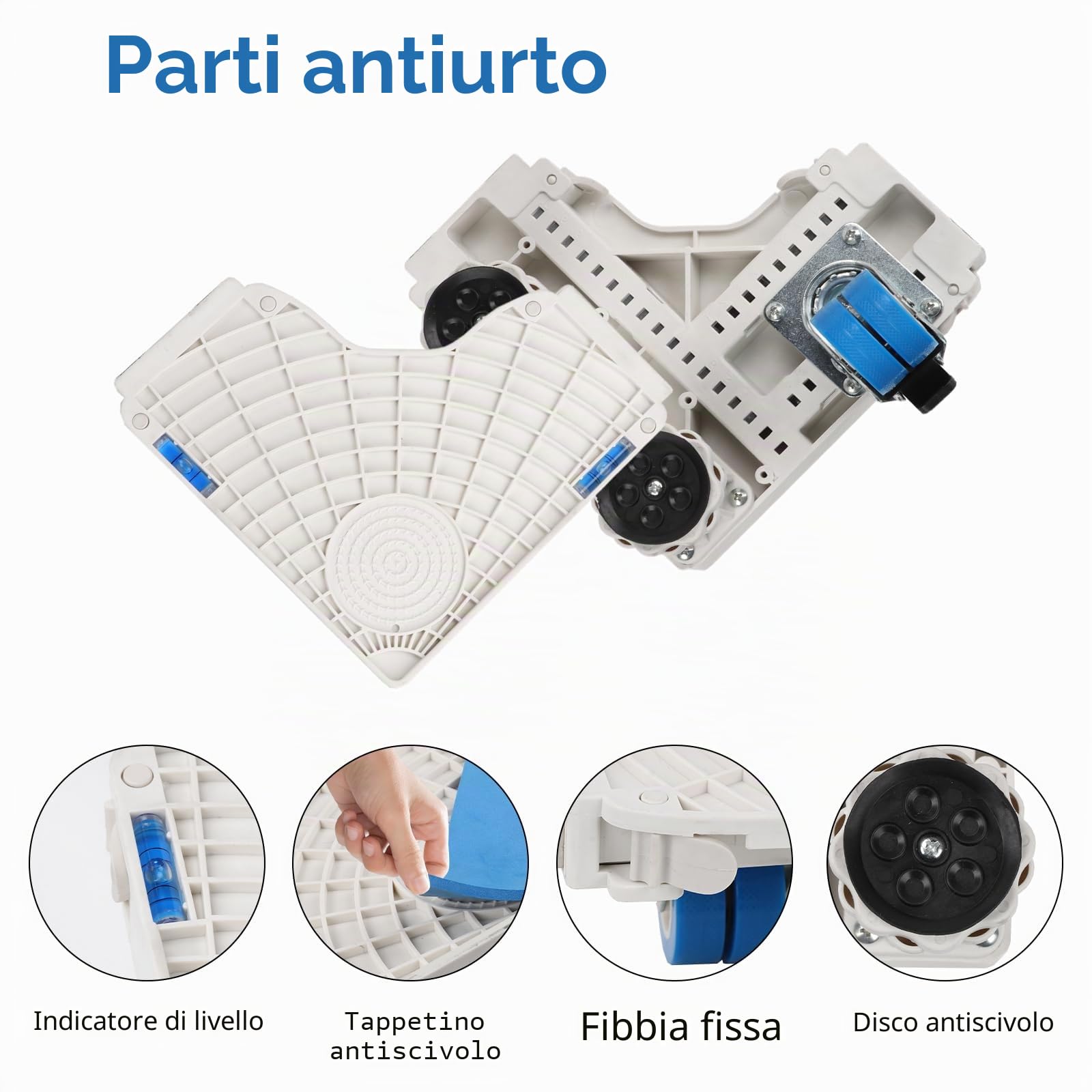 Qivine Carrello Lavatrice con Ruote 8 Piedi e 4 Ruote Base Regolabile per Lavatrice Misura Regolabile 45 a 68 cm Portata 300kg Kit Sovrapposizione Lavatrice Asciugatrice Anche per Frigorifero