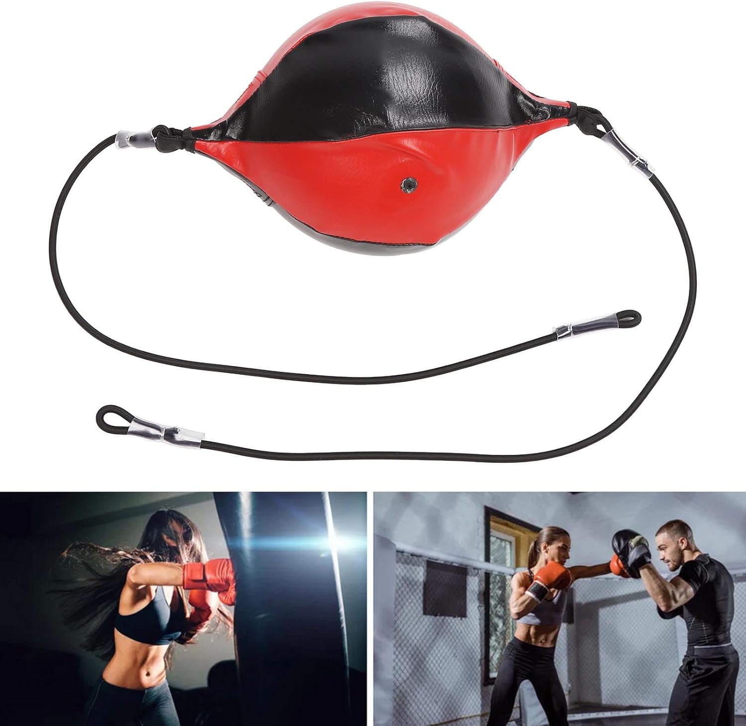 Double End Punching Ball, PU Leather Speedbag Pear Hanging Speed Punching Bags Boxing Training Ball Equipment for Reaction Eye Coordination Training
