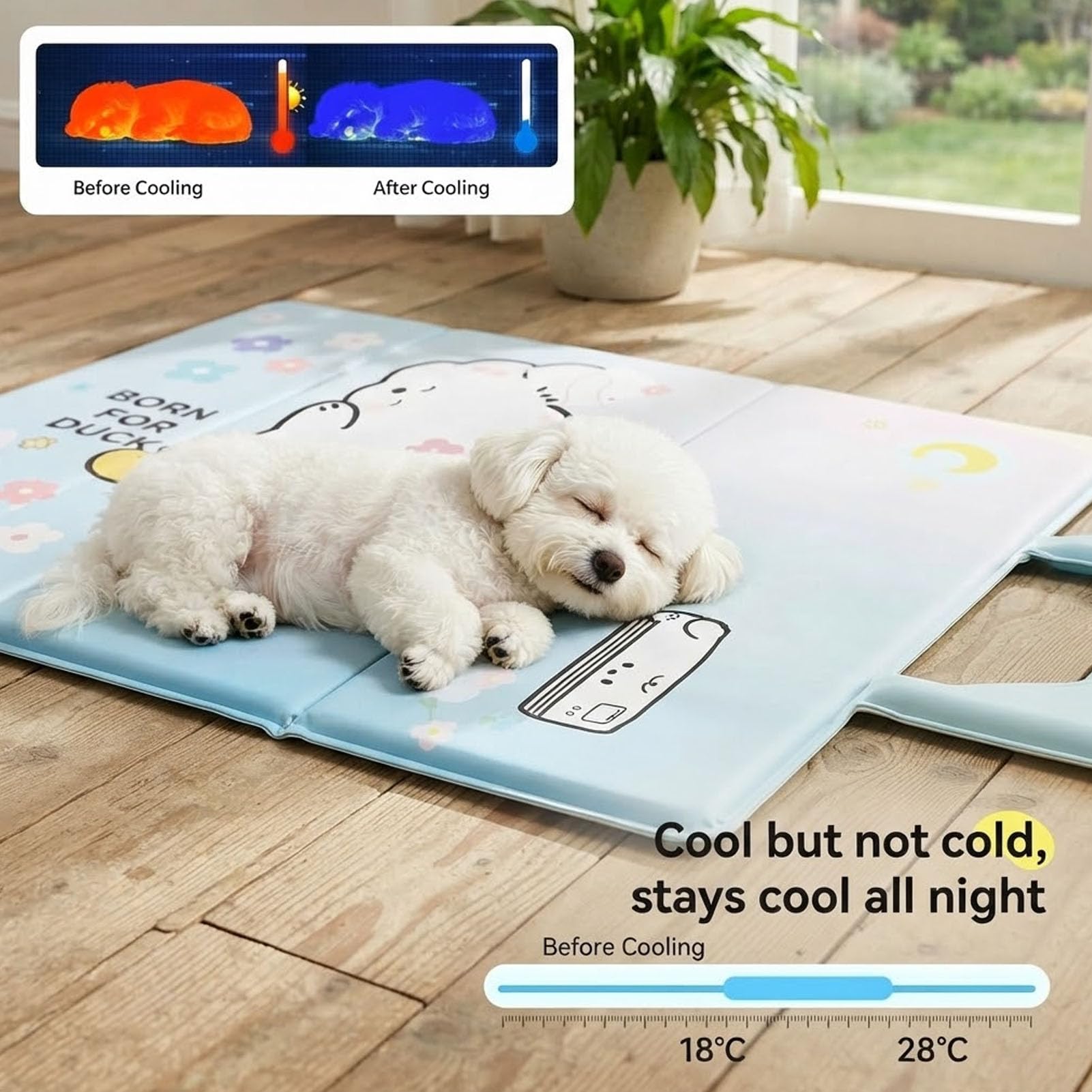 Alfombrilla de refrigeración para perros con gel de refrigeración automática, alfombrilla de refrigeración de verano para perros, diseño portátil de tres pliegues, almohadilla de