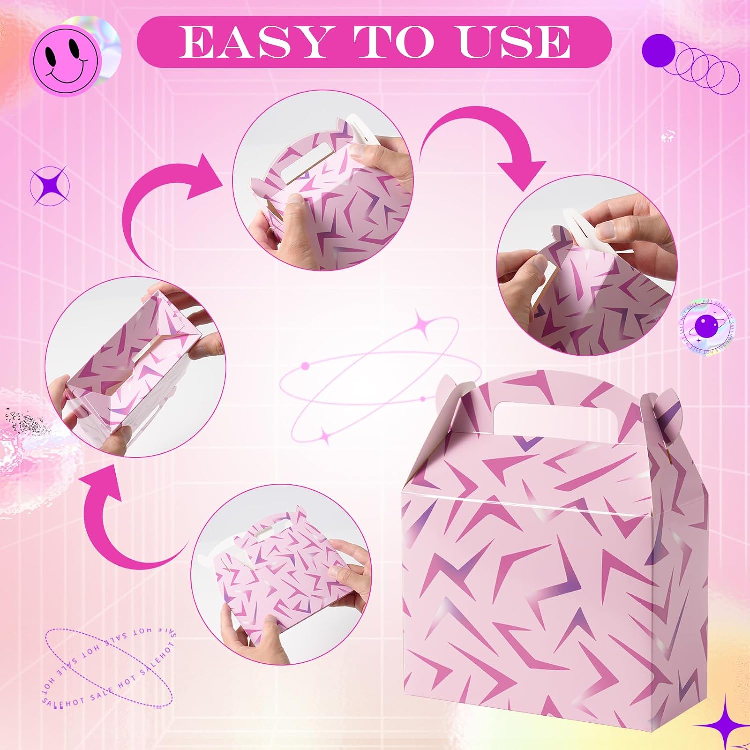 XXAptube K Pop Party Favors Gift Boxs, Kpop Candy Bags with Handle for K Pop Themed Birthday Party Decorations Goodie Supplies (Pink, 24 Pcs) image 4