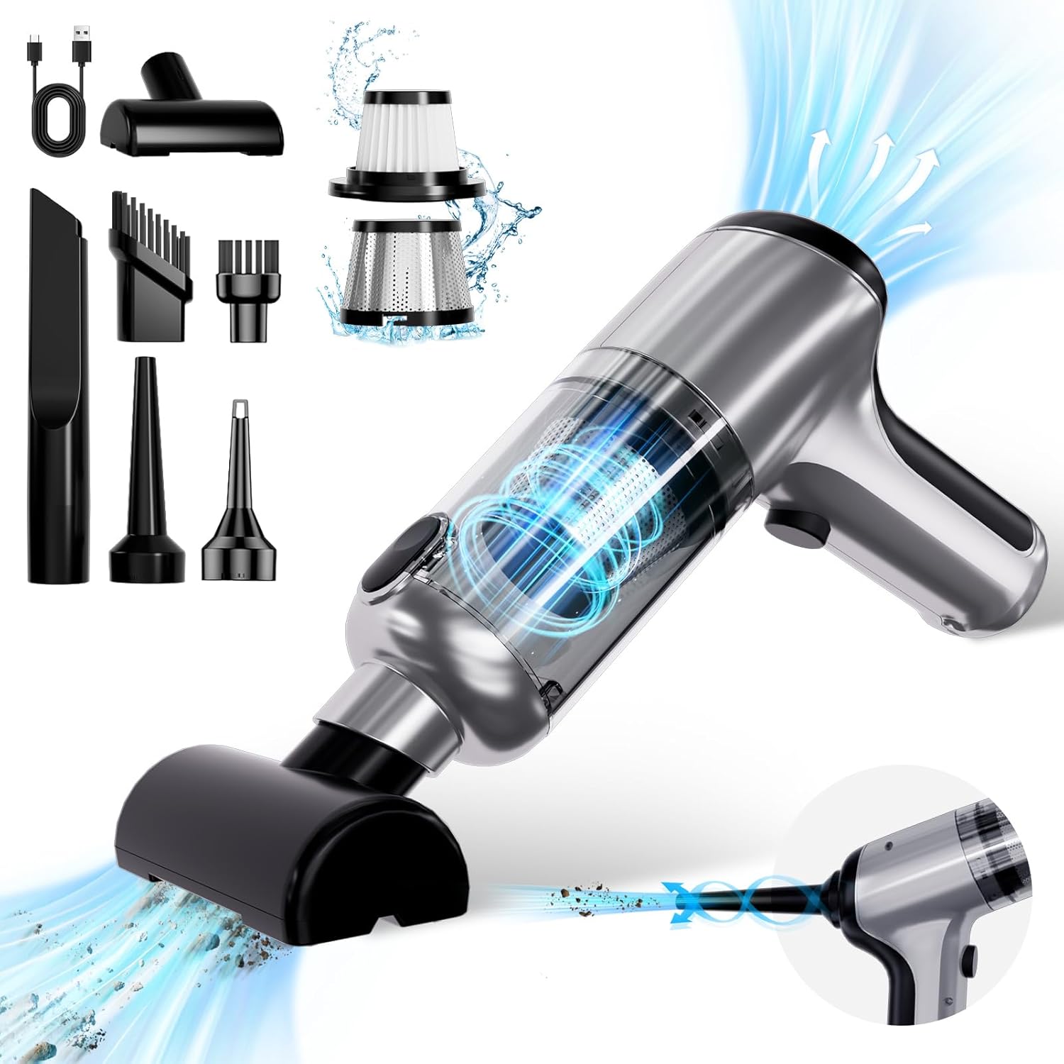 Handheld Car Vacuum Cleaner 20000PA High Suction Power Mini Cordless Portable Multifunctional 4 in 1 Hand Held Vacuum with Brushless Motor for Home Office Pet Cleaning Handheld Car Vacuum Cleaner 20000PA High Suction Power Mini Cordless Portable Multifunctional 4 in 1 Hand Held Vacuum with Brushless Motor for Home Office Pet Cleaning