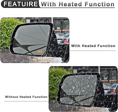 Miniatura 4 de Espejo calefactable para el lado izquierdo del conductor para Toyota Sequoia 2008-2017 2007-2020 Toyota Tundra Espejo lateral del conductor - Espejo