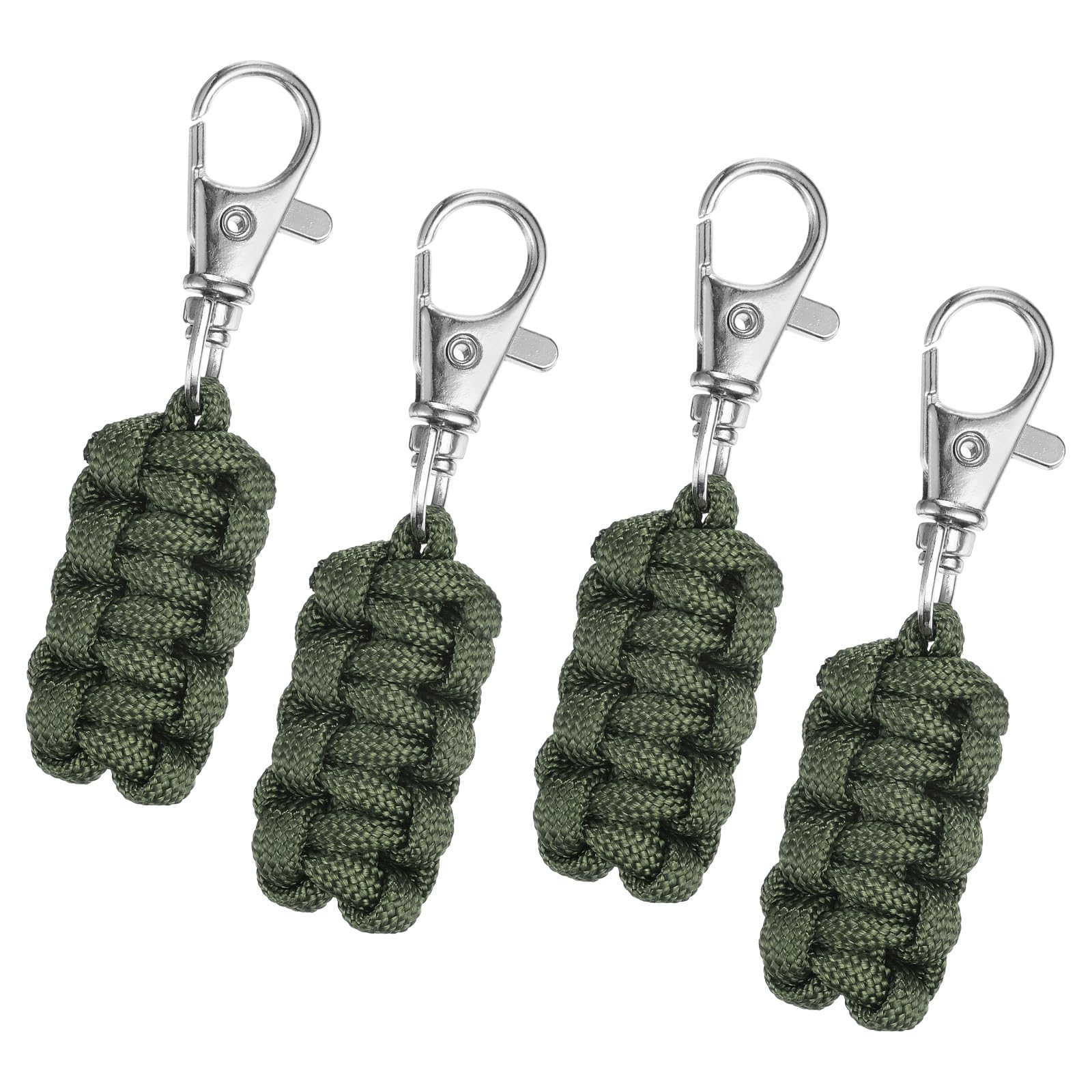 uxcell 4pcs Paracord Zipper Pulls, Paracord Lanyard Keychain for Backpacks, Tents, Trolley Cases, Traveling Cases, Key, Jackets, Deep Green