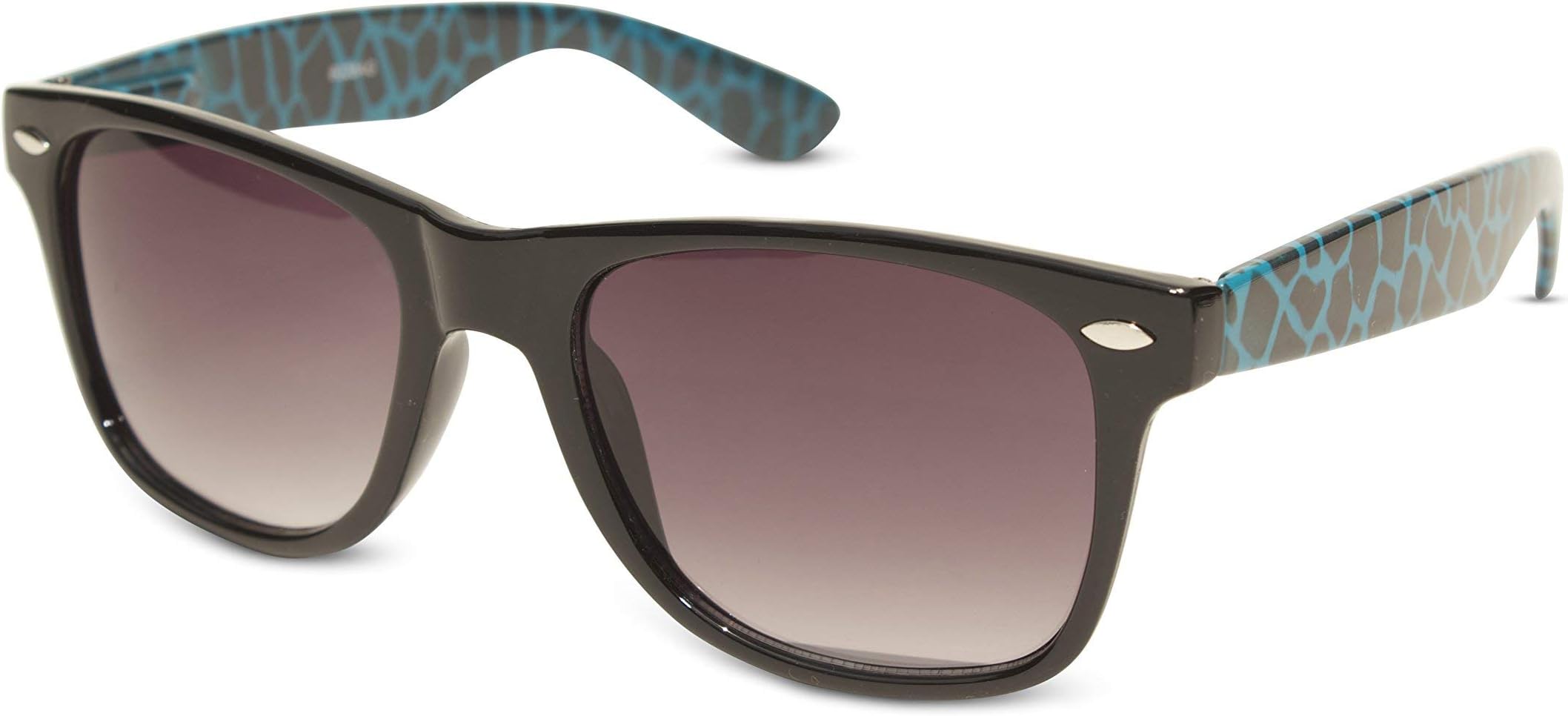 Zebra & Animal Print Wayfarer Sunglasses Rainbow & Various Colors Retro Urban (Black Front w/Blue Temples)