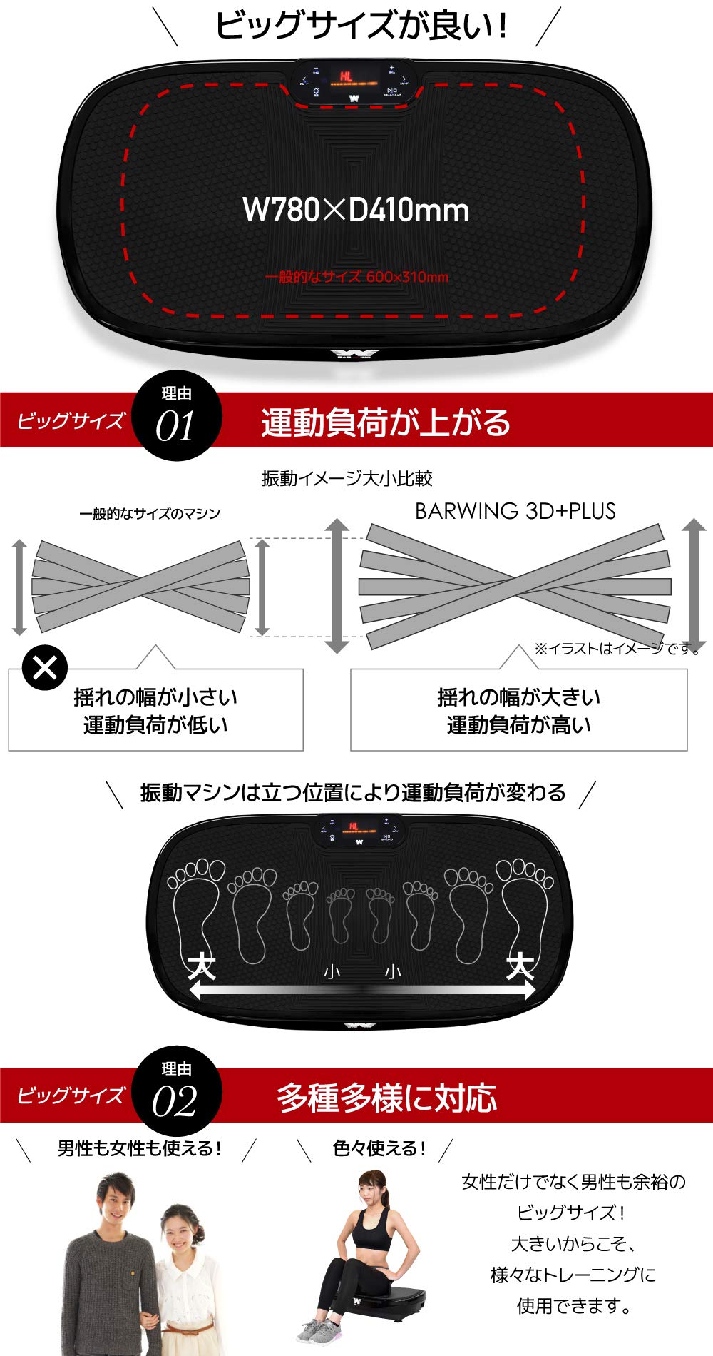 Amazon | BARWING(バーウィング) 振動マシン3D プラス 1分間1080回 