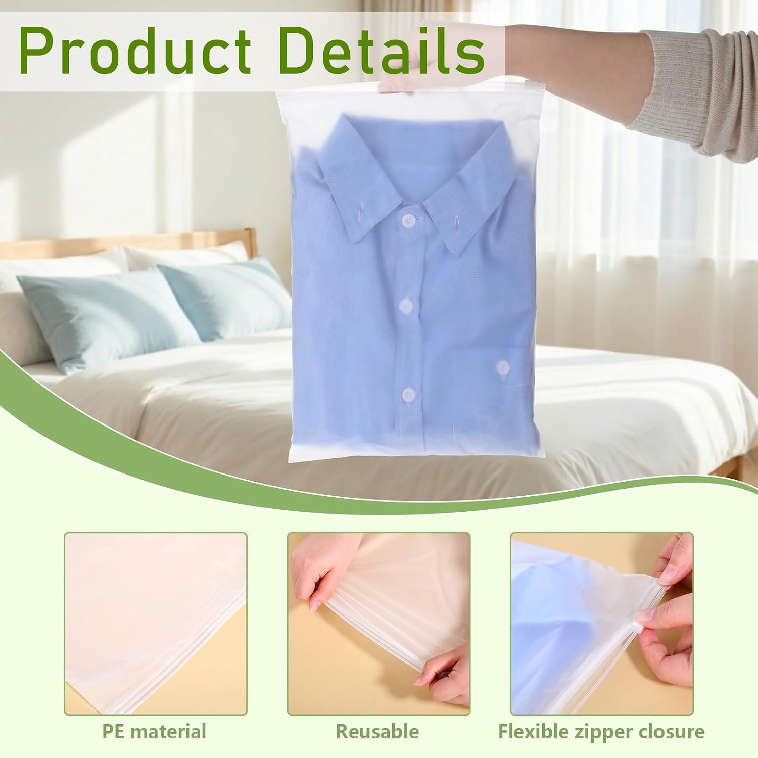 150 Pcs Clear Zipper Apparel Bag, 13.8x9.7inch Frosted Zipper Clothing Storage Bag, Thick Plastic Frosted Clothes Travel Bags, Clothing Package Bags for Shipping Shirt Underwear, No Vent Hole