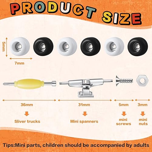 Miniatura 8 de Jexine Juego de 6 juegos de diapasón para diapasón, accesorios para patineta de dedos, incluye 12 soportes, 54 tornillos, 30 tuercas, 6