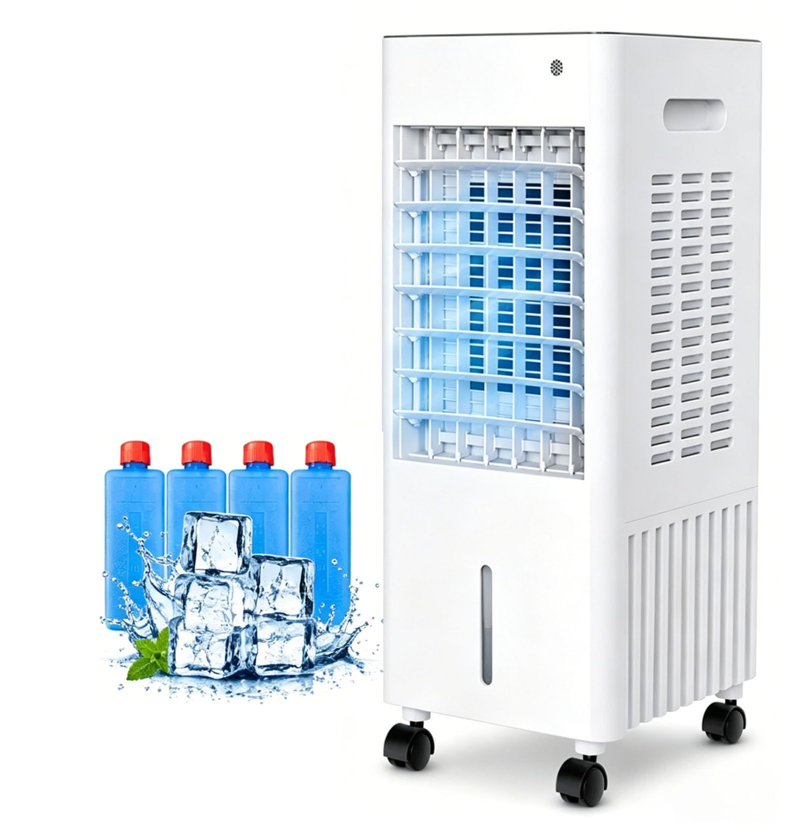 Aire Acondicionado Portátil 4 en 1 12L sin Tubo con 4 Hielos | 3 velocidades, temporizador silencioso 7,5 h, humidificador y purificador con mando a distancia para hogar, dormitorio