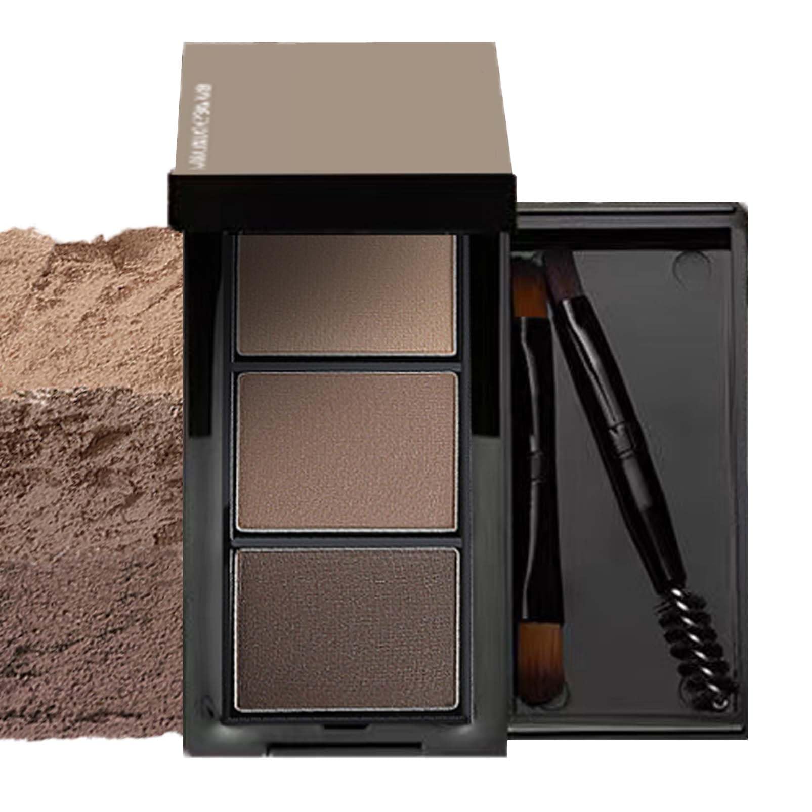 Braun Augenbrauenpuder, 3 Färbe Eyebrow Powder, Wasserfeste Augenbrauen Puder mit Bürste, Multipurpose Augenbrauen Farbe, Feines Pulver, für Natürlich Aussehende Augenbrauen den Ganzen Tag