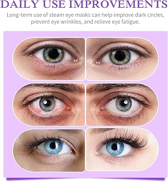 Steam Eye Mask 12 Packs, Lavender Self Heated Eye Mask for Dry Eyes, Dark Circles and Puffiness, Comfortable and Relax Sleep Mask, Relief Stress Eye Fatigue
