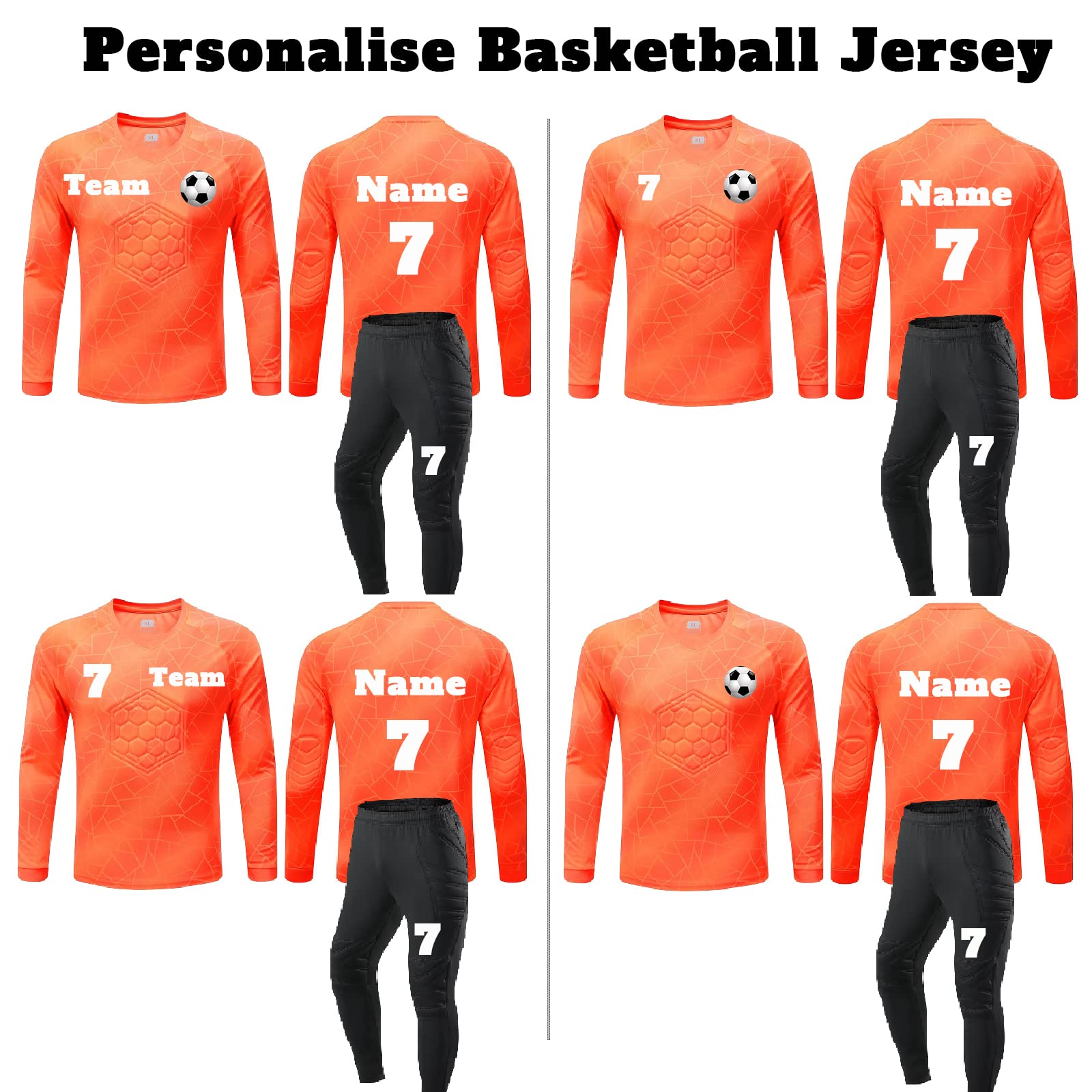 Benutzerdefiniert Torwarttrikot Set Kinder Fußball Torwartset Uniform Beliebiger Name Nummer Team Logo Trikot Personalisiert Fußballtrikot Geschenk