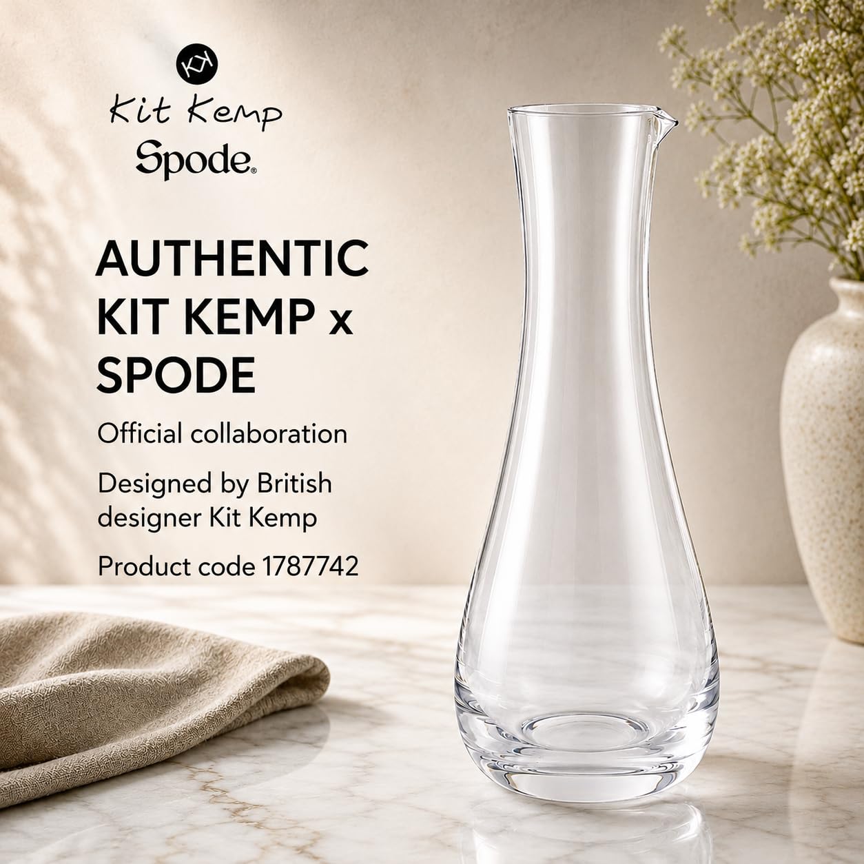 Spode Kit Kemp - Juego de 2 jarras de cristal de 40 onzas | Cristal de cal sodada | Apto para lavavajillas | Para té, vino, cerveza, jugo, cóctel, whisky | Fabuloso regalo | cena y fiesta