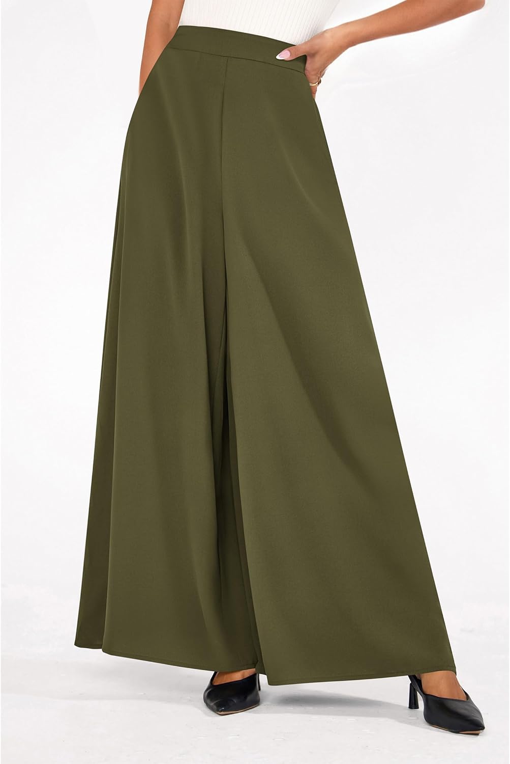 KIRUNDO Palazzo Pants for Women Dressy 2026 Spring Slacks Wide Leg High Waisted Business Casual Work Trousers with Pockets - Image 4