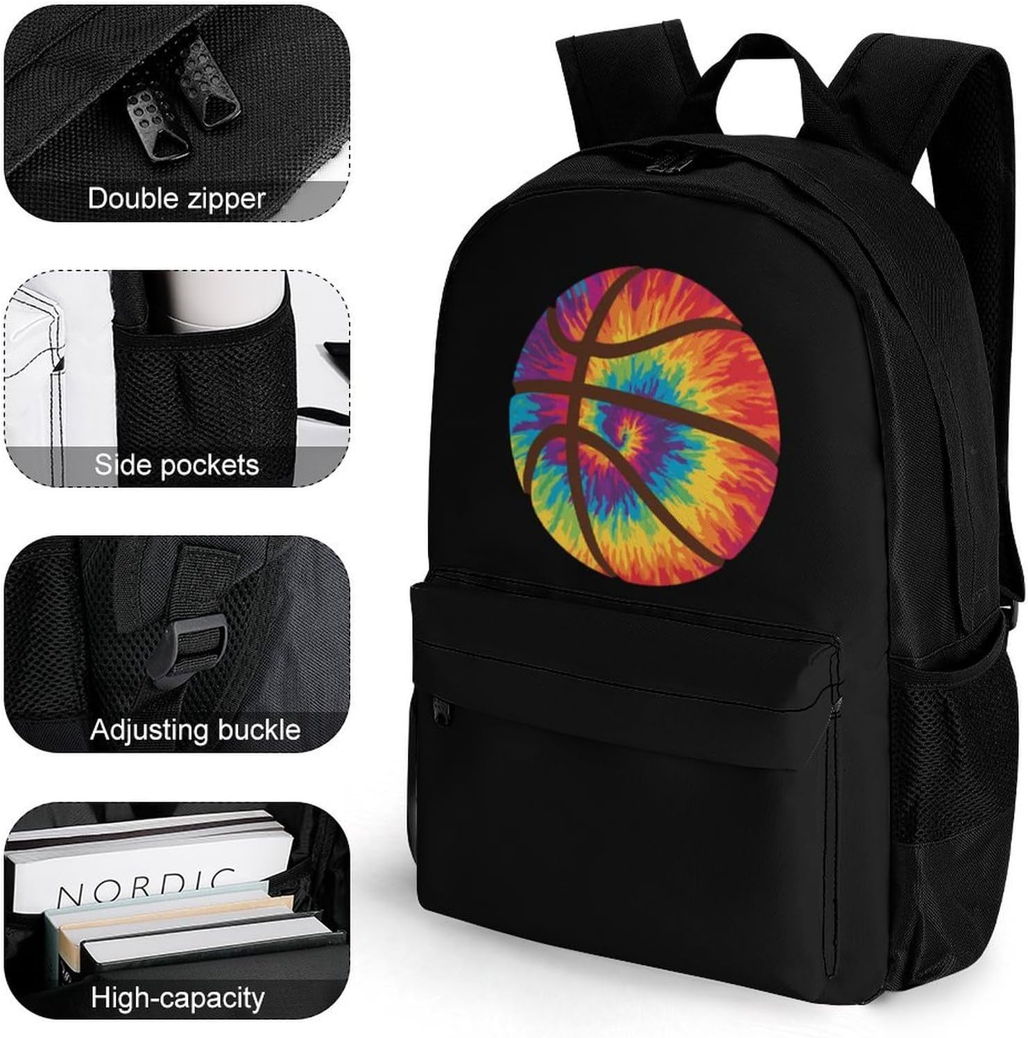 Tie Dye Basketball Backpack Lightweight Backpacks Work Bag