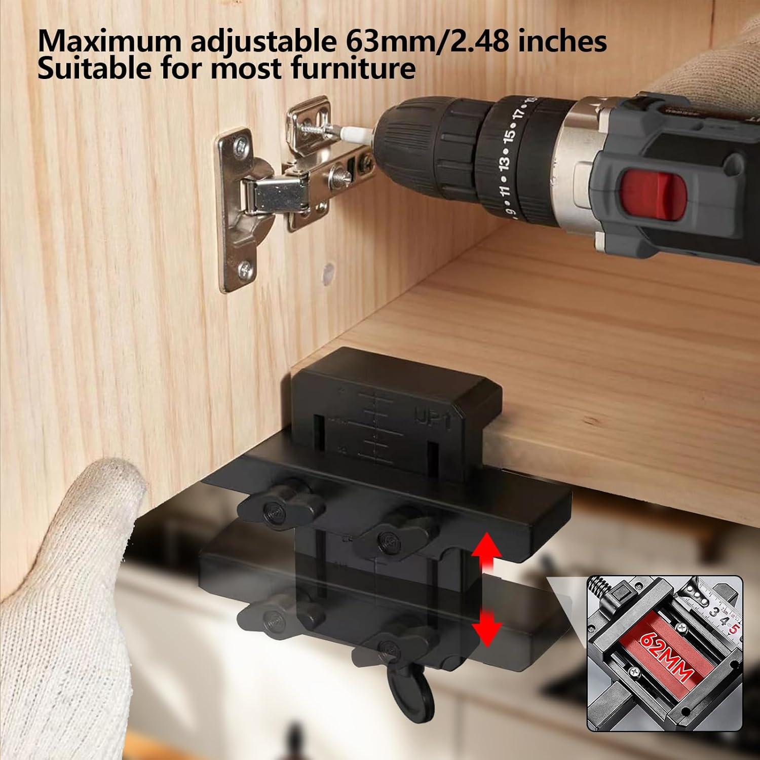 Cabinet Door Mounting Jig,Adjustable Cabinet Door Installation Positioner,Cabinet Hardware Jig, Cabinet Door Positioning Tool Jig for Installing Frameless or Face Frame Cabinet Doors