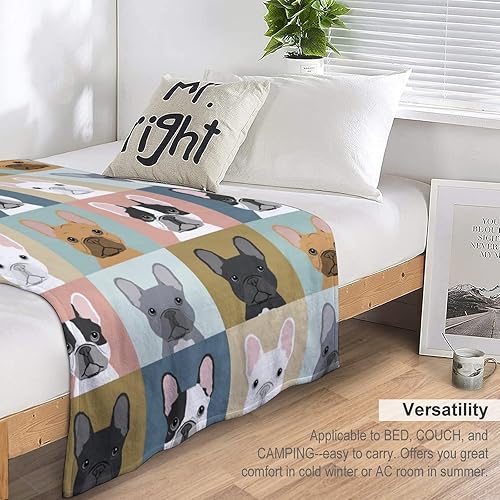 Miniatura 5 de Manta de perro de bulldog francés para niños y niñas, regalos para amantes de los perros de bulldog, manta de forro polar para niños y adultos,