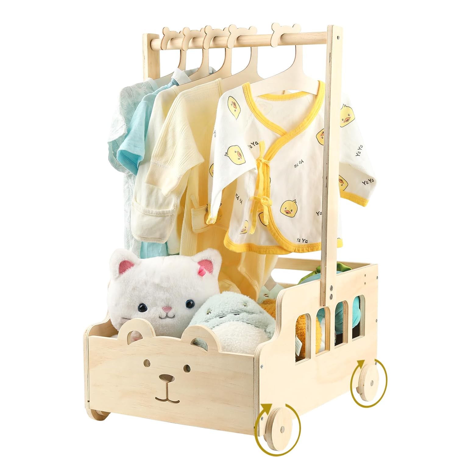 Wooden Baby Shower Crate Closet with Wheels & Handle, Personalized Gifts/Welcome Basket for Newborn Boy Girl New Parent, Easy Assembly Baby Crate Closet
