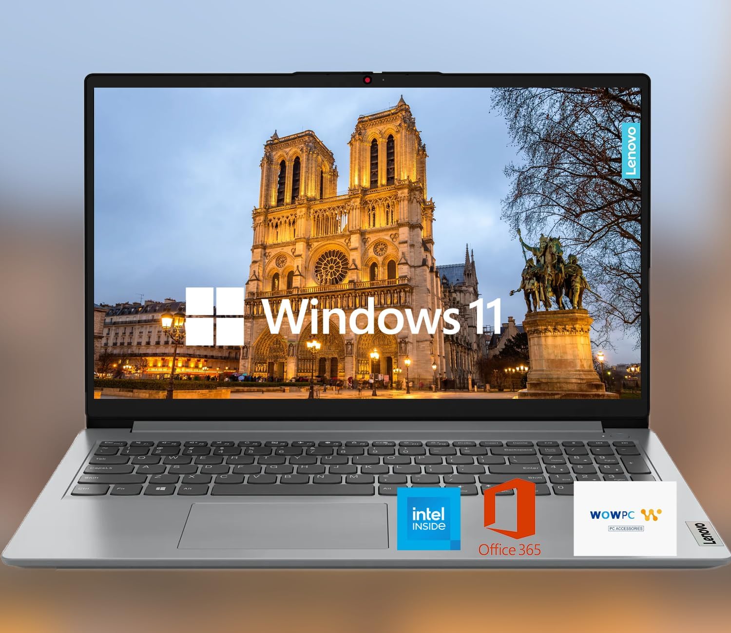 Lenovo 15.6" HD IdeaPad Anti-glare Screen w/ 1 Year Microsoft 365, 640GB SSD, 12GB RAM, Windows 11 Home, WiFi 6, HDMI, USB-C, Intel Processor, SD Card Reader, Up to 9.5 Hours Battery Life, w/WOWPC USB