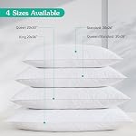 Set of 2 White Goose Feather Bed Pillows - Soft 600 Thread Count 100% Cotton, Medium Firm,Soft Support Surround Fill Polyester Queen Size,White Solid