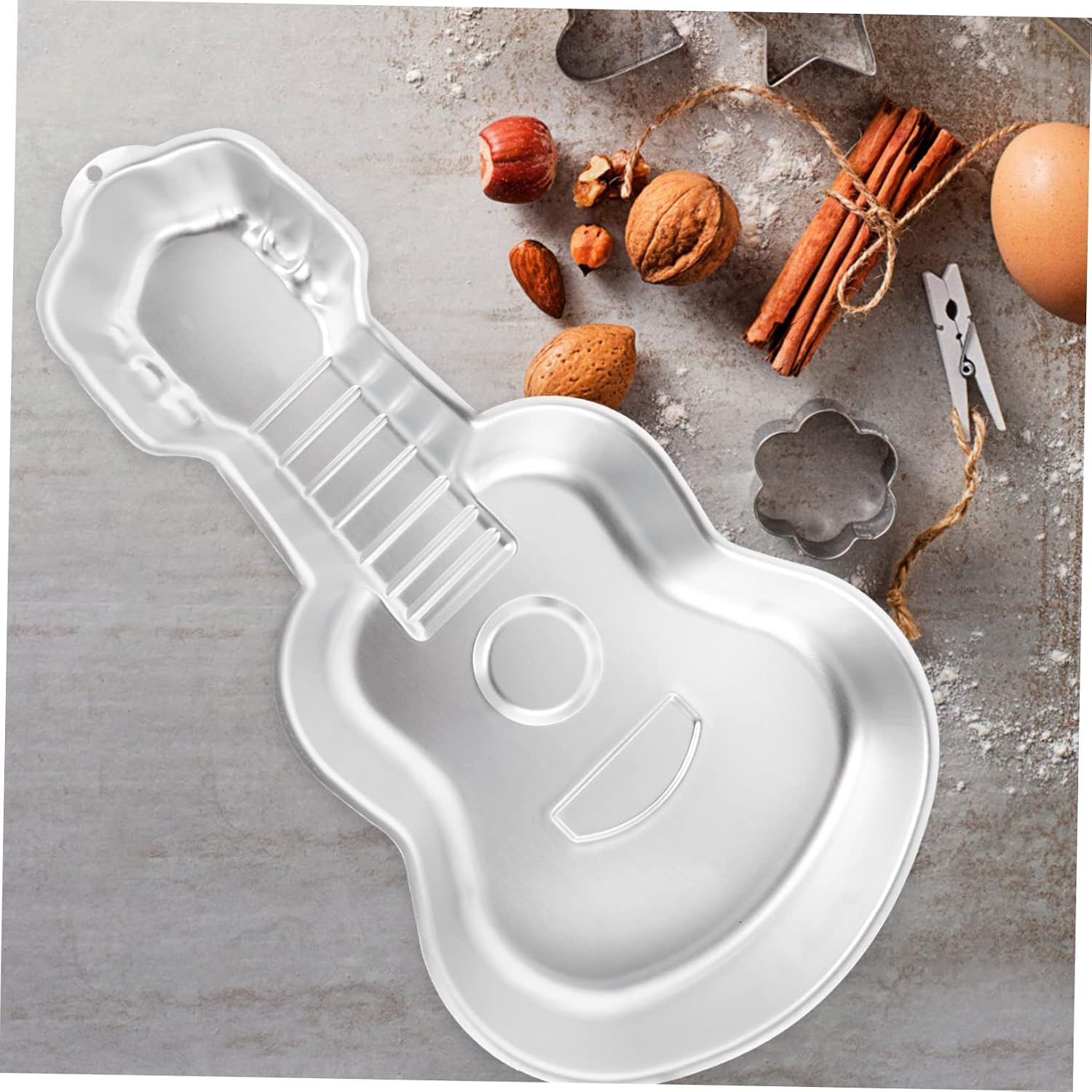Elegant Guitar Shaped Tray Recyclable Aluminum Alloy Mold Perfect Baking for Cakes