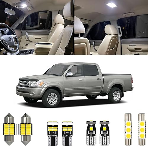 Miniatura 10 de Paquete de 11 luces LED blancas Tundra de 6000 K, repuesto para Toyota Tundra ExtendedAccess Cab 2000 2001 2002 2003 2004 2005 2006, con diagrama de