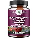High Strength Hawthorn Berry Capsules - Pure Antioxidant Hawthorn Berry Supplement with Leaf & Flower Extract 4:1 for Healthy Heart & Digestion - Energy Support for Men & Women - 120 Count Pack