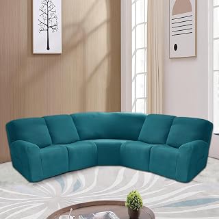 5 Seater Recliner Cover,7 Pieces Recliner Sofa Covers Stretch Reclining Sectional Couch Covers for 5 Cushion Sofa Slipcovers Reclining L Shape Sofa Anti Slip Furniture Protector