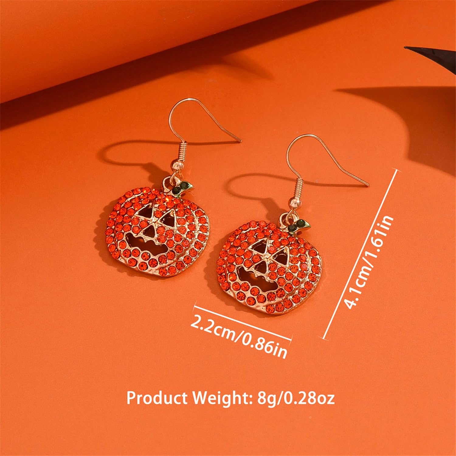 Dreuyet Rhinestone Pumpkin Earrings Red Orange Crystal Halloween Smiling Face Pumpkin Dangle Earring for Women Holiday Festive Costume Jewelry - Image 6