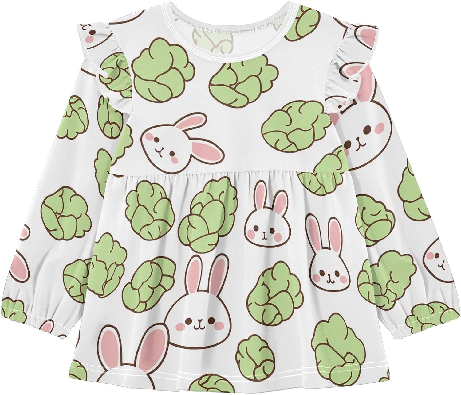 visesunny Toddler Clothes for Girls Cute Cabbage Rabbit Long Sleeve Fall Shirts Cotton Top with Ruffle Collar