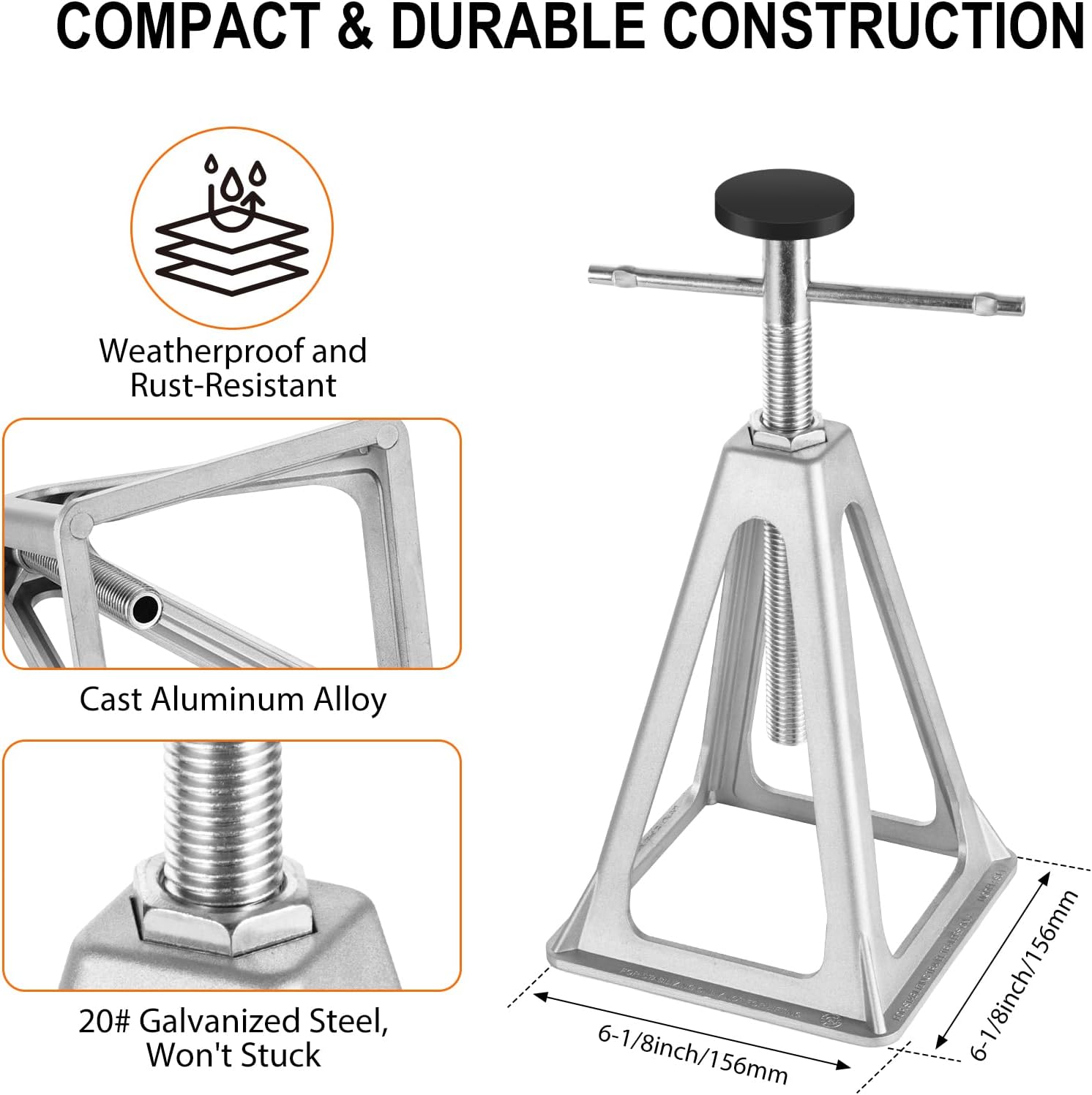 BOYISEN RV Stabilizer Jacks Set of 4，Aluminum Screw Jack Stands Adjustable from 11-17 Inch, Single Stabilizer Jacks for Travel Trailer Support up to 6000 Lbs