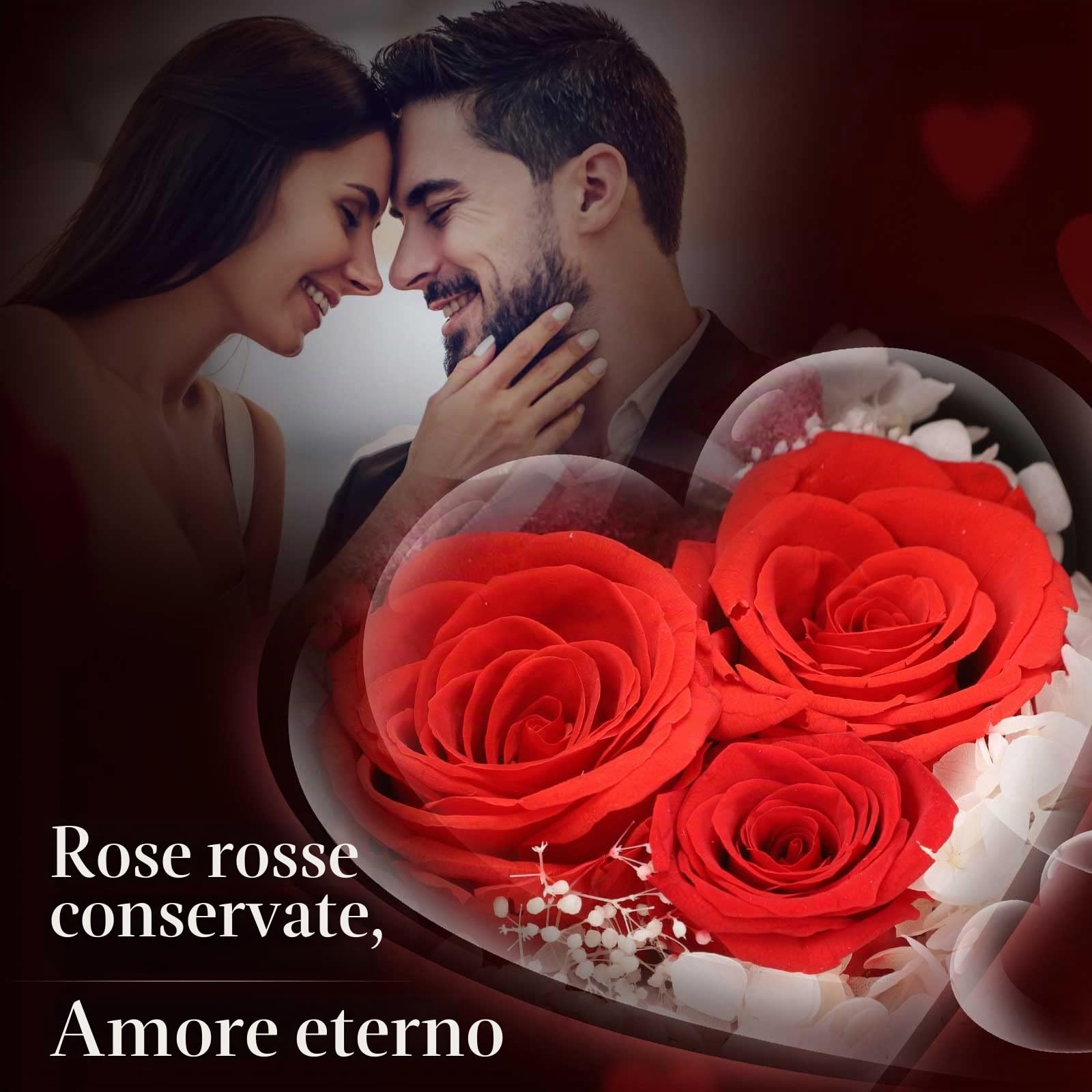 ADDWel Rosa Stabilizzata Eterna con Collana e Orsetto di Rose, Idee Regalo Compleanno per Donna Mamma Fidanzata Moglie