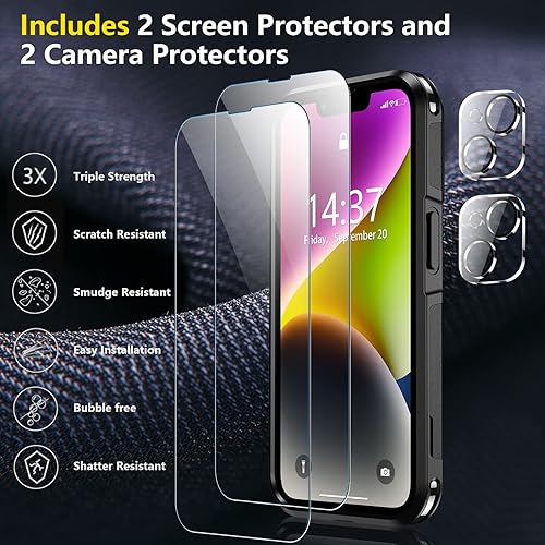 Miniatura 4 de SPIDERCASE Funda magnética para iPhone 14iPhone 15, protección contra caídas de grado militar de 15 pies, antideslizante, paquete de 2 protectores