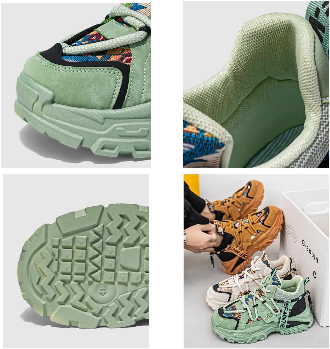 Men's Retro Lace-Up Thick-Sole Sneakers - Comfortable and Non-Slip, Suitable for Outdoor Activities in All Seasons - Image 6