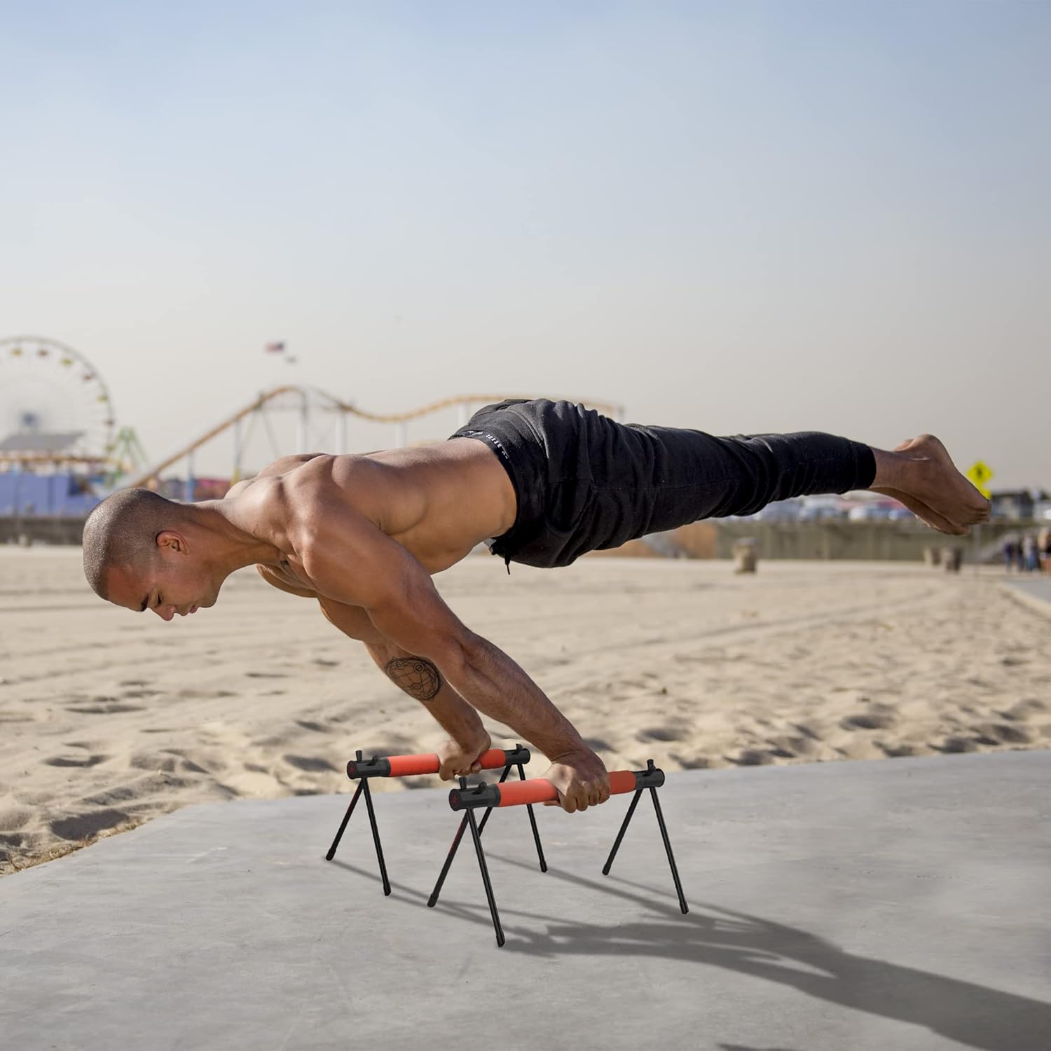 Rubberbanditz Parallettes Push Up & Dip Bars - 2 Collapsible & Portable Parralettes for Calisthenics, Gymnastics, Pushups, and Handstand Bars Training - Stable Workout PushUp Bar Stands with Removable Legs | For Men, Women, and Kids Exercises : Sports & Outdoors