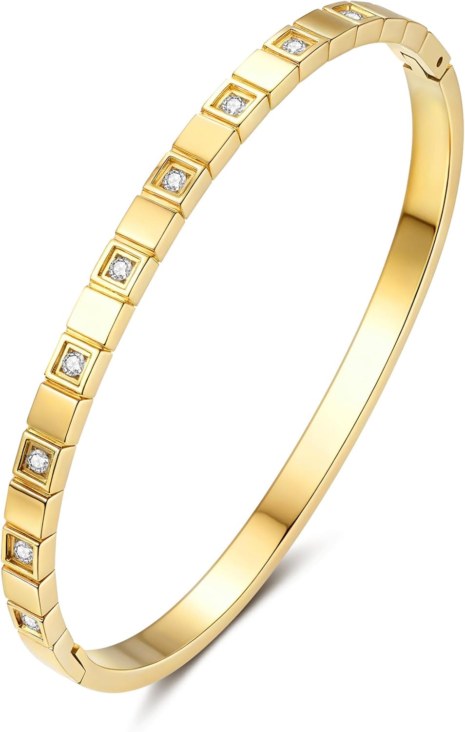 Joo&Rind Gold Bangle Bracelets for Women 18K Gold Plated Stainless Steel Bracelet Dainty Hinged Bangles Non Tarnish Waterproof with Cubic Zirconia Jewelry Gift for Everyday Wear